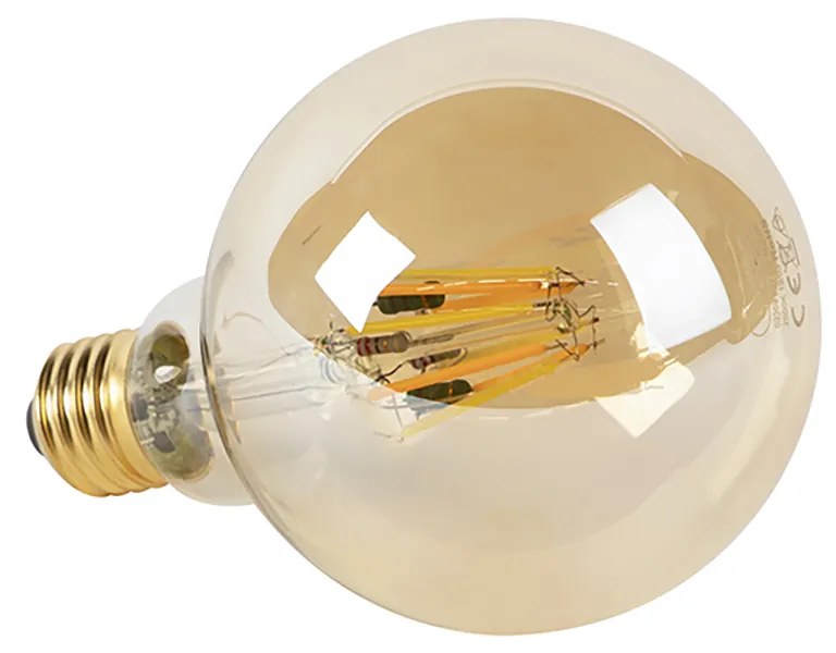 Conjunto de 3 lâmpadas LED E27 Dim to Warm G95 Dourado 8W 806lm 2000-2700K