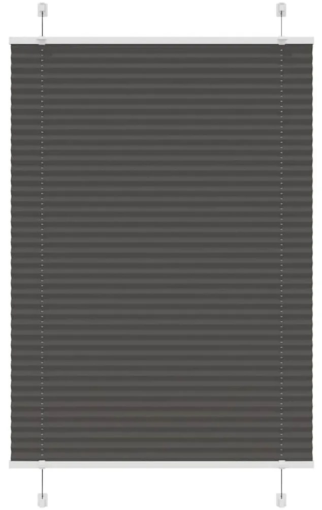 vidaXL Preto Plissada Cega 90x150 cm Largura Tecido 89,4 cm Poliéster