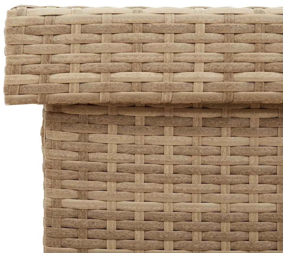 Caixa de arrumação com rodas 110x55x73cm vime PE bege misturado