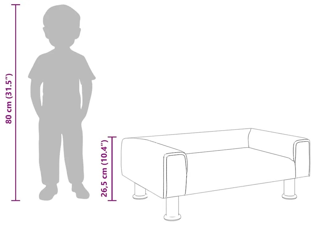 Sofá infantil 70x45x26,5 cm veludo rosa