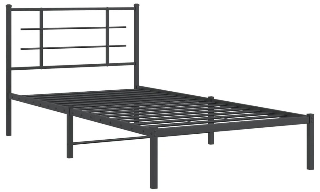 Estrutura de cama com cabeceira 107x203 cm metal preto