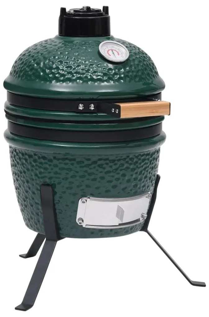 vidaXL Churrasqueira/defumador Kamado 2-em-1 cerâmica 56 cm verde