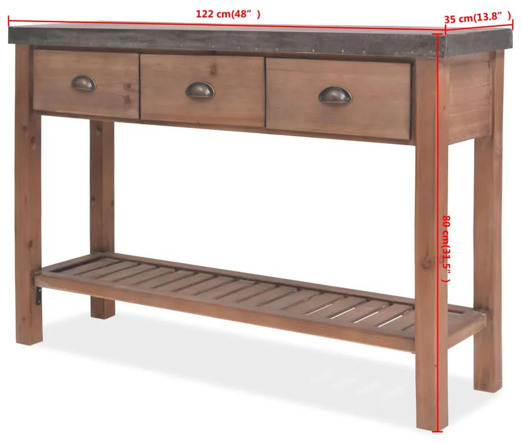 Mesa consola madeira de abeto maciça 122x35x80 cm