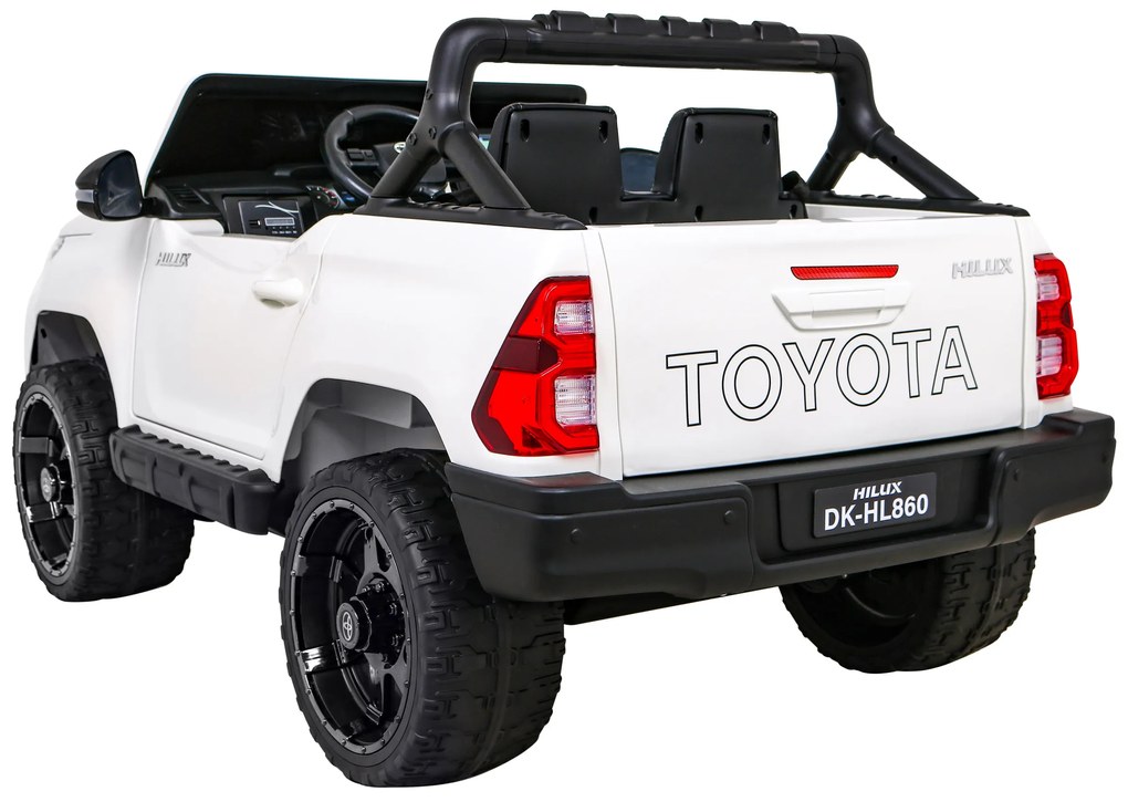 Carro elétrico para Crianças Toyota Hilux 12V 4x4 Rodas Espuma EVA, Assento couro ecológico Branco
