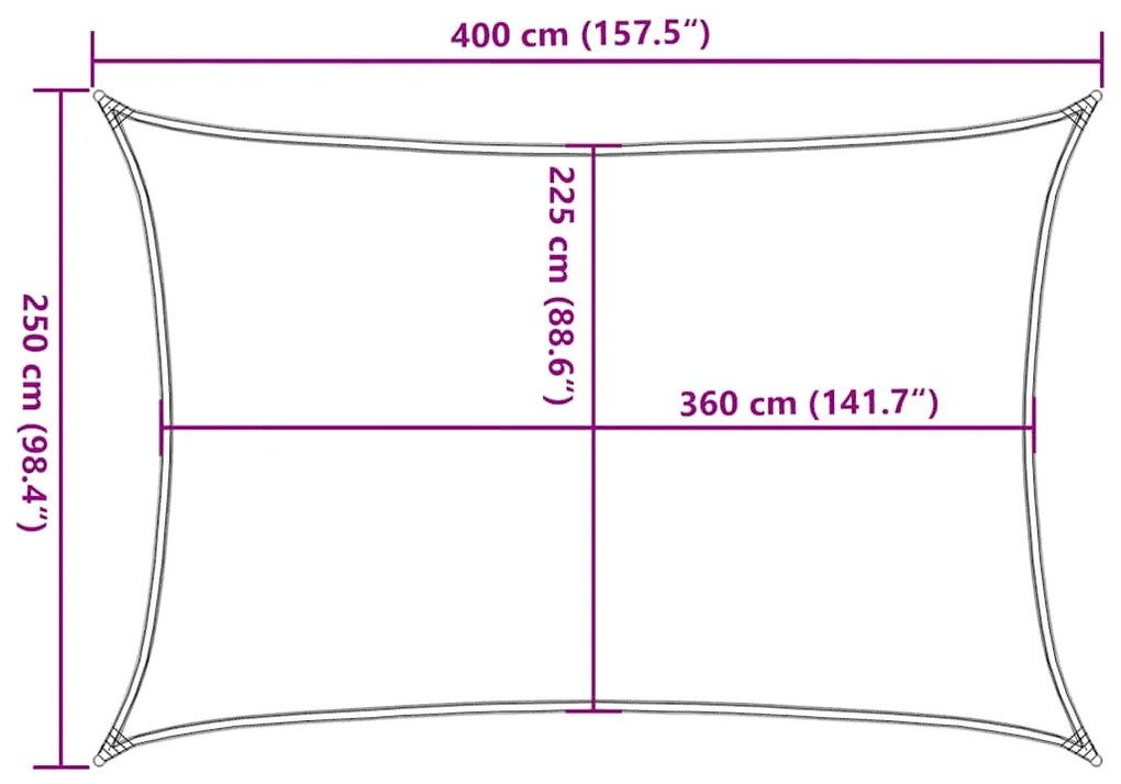 Para-sol estilo vela 160 g/m² 2,5x4 m PEAD verde-claro