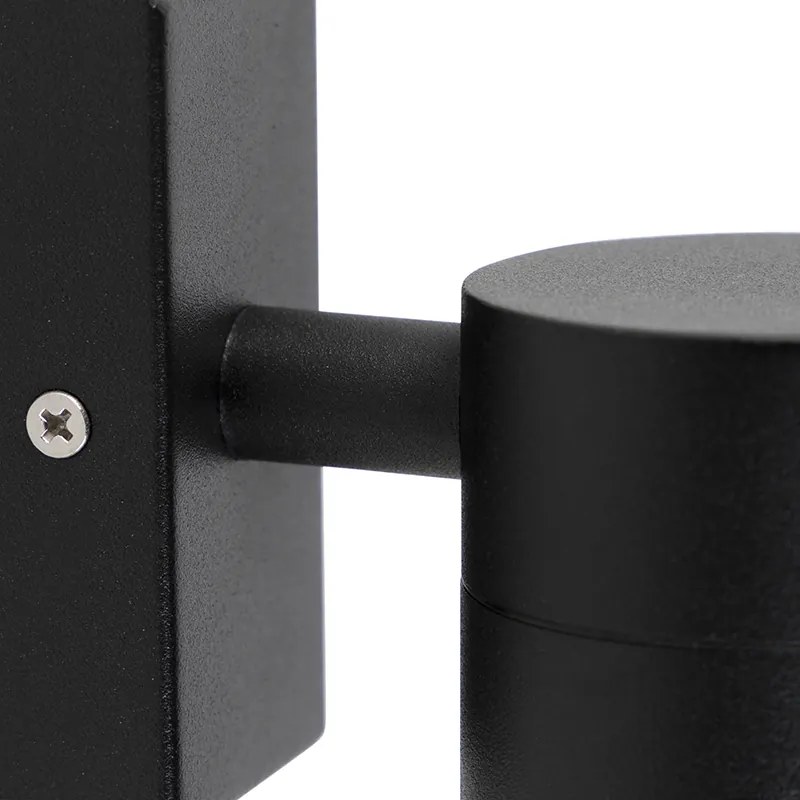 Conjunto de 2 candeeiros de parede exteriores em aço inoxidável preto IP44 - Solo Moderno