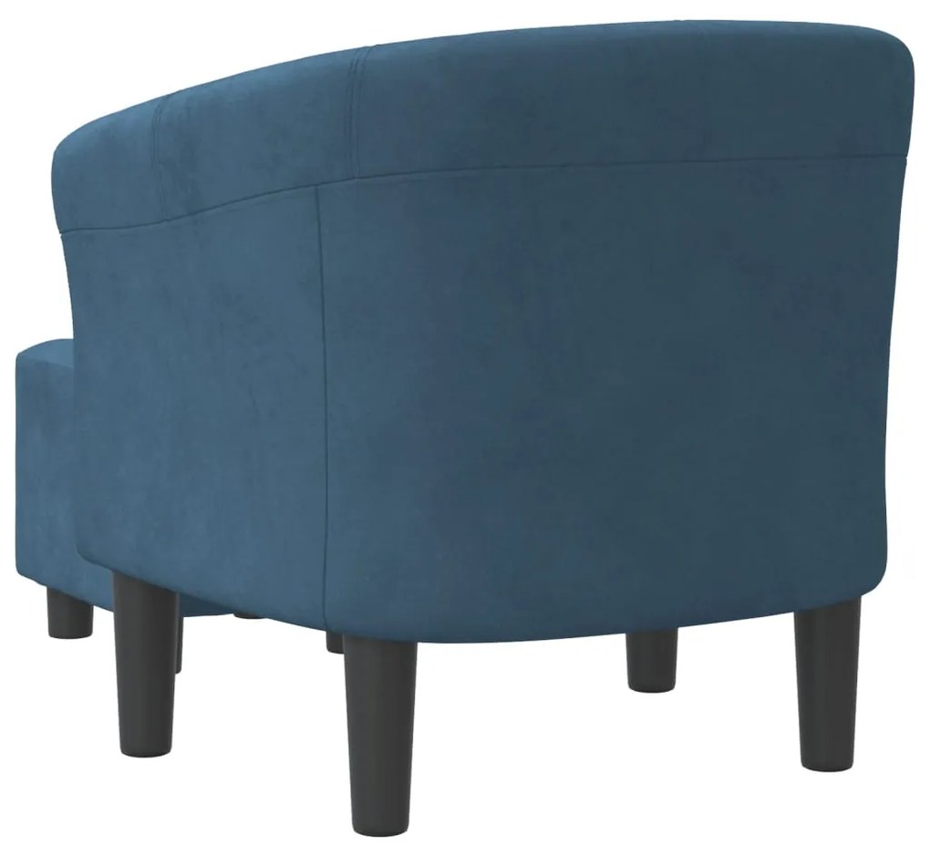 Poltrona com apoio de pés veludo azul-escuro