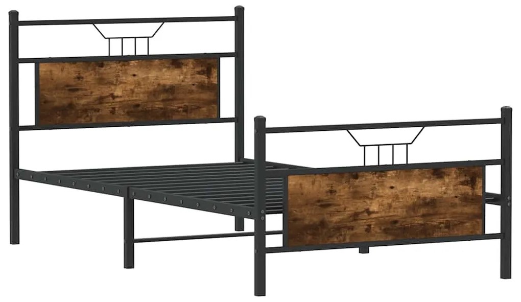 Estrutura de cama sem colchão 107x203 cm carvalho fumado