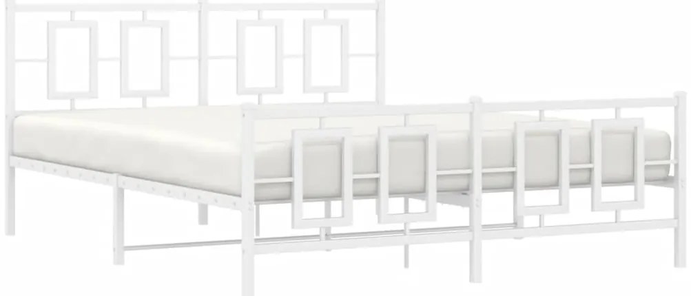Estrutura de cama com cabeceira e pés 150x200 cm metal branco