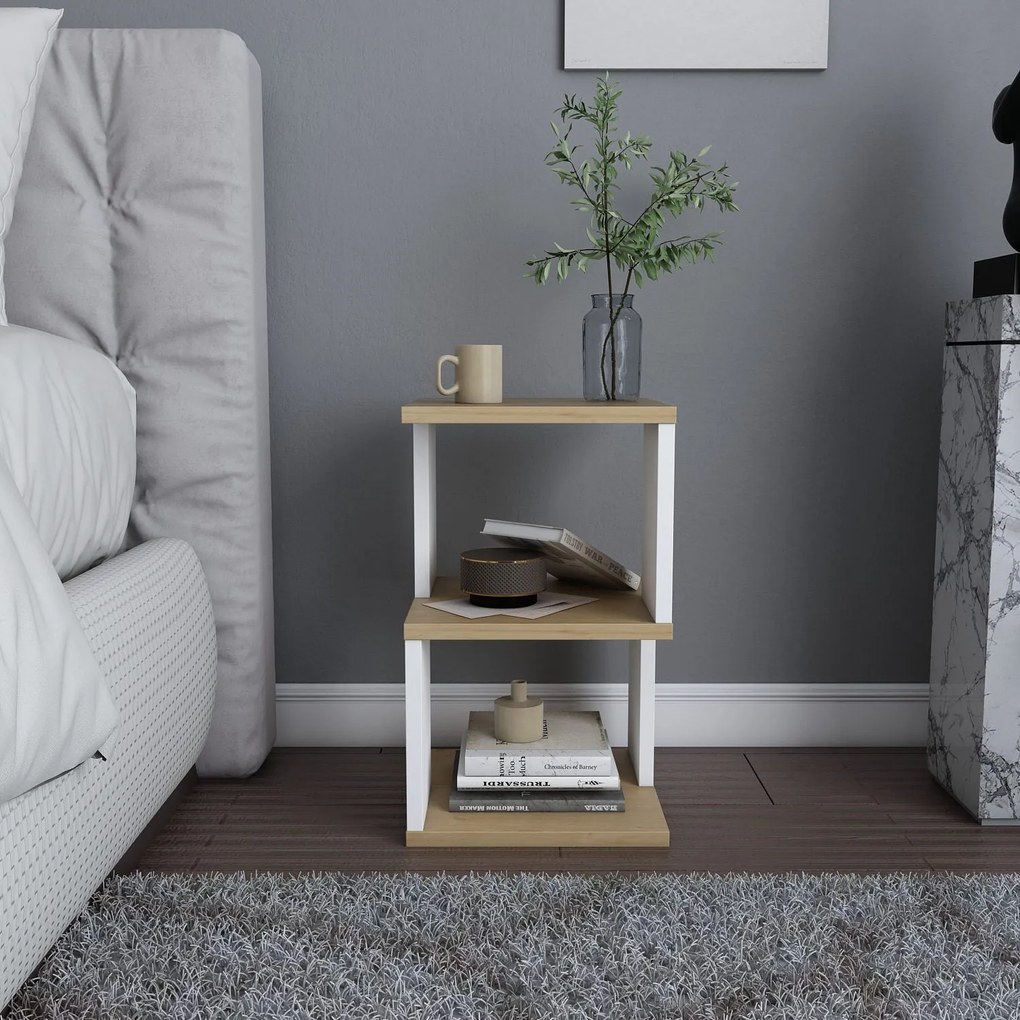 Mesa de Cabeceira Carter – Carvalho Branco – 29,6x29,6x49,4 cm