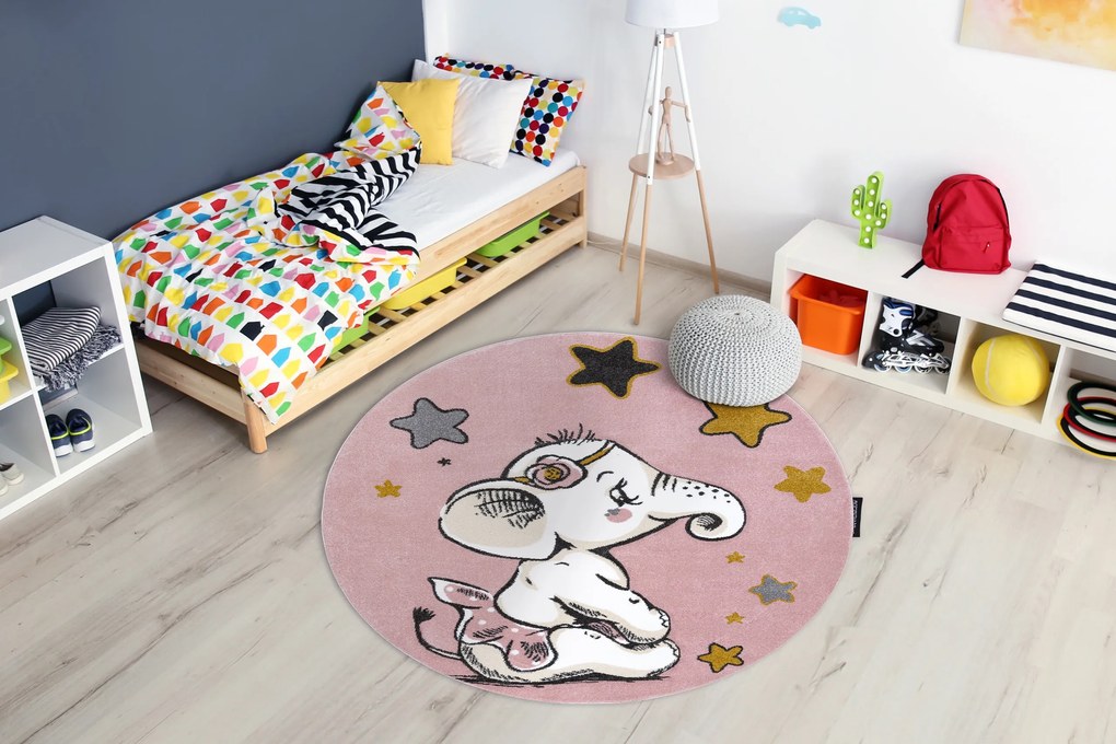 Tapete PETIT ELEPHANT ELEFANTE ESTRELA círculo rosa