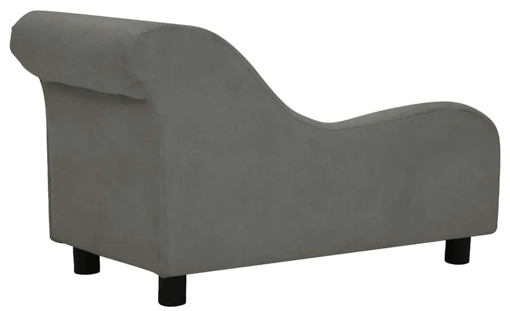 Sofá para cães com almofada 83x44x44 cm pelúcia cinzento-escuro