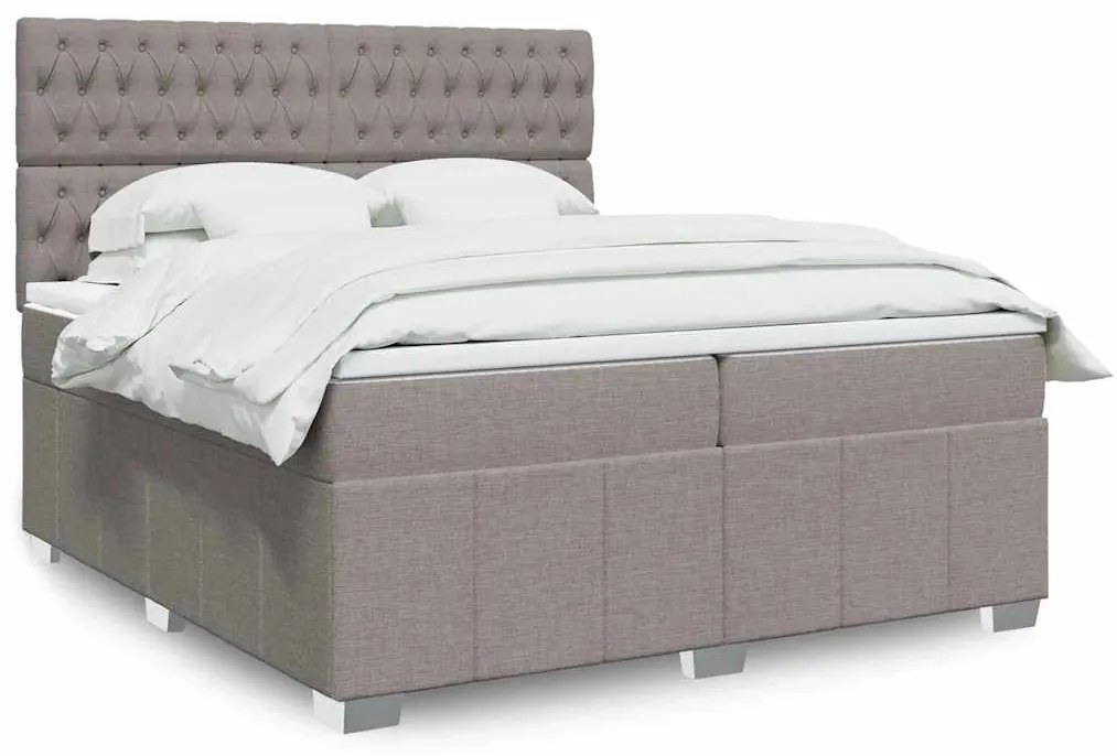 vidaXL Cama com molas/colchão 200x200 cm tecido castanho-acinzentado