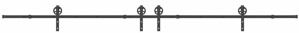 Kit de ferragens para porta deslizante 400 cm aço preto
