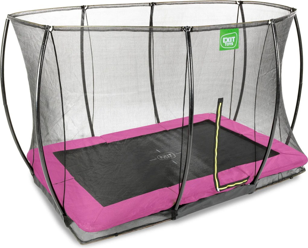 Trampolim retangular de solo Silhouette 244 x 366 cm com rede de segurança - rosa