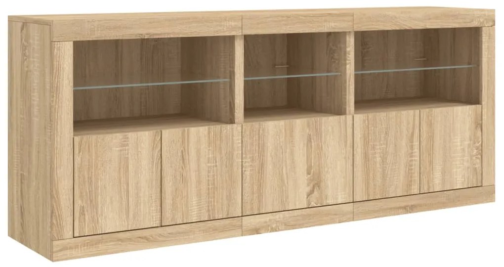 Aparador com luzes LED 162x37x67 cm carvalho sonoma