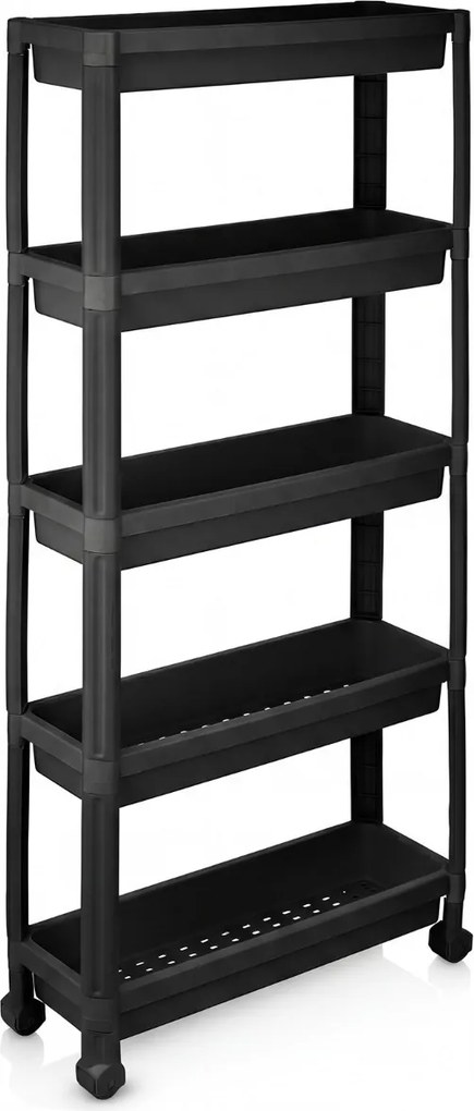 Carrinho de 5 prateleiras, estreito, com rodas suaves 54 x 18,5 x 124 cm em PP Organizador multifuncional para casa de banho, cozinha e lavandaria Pre