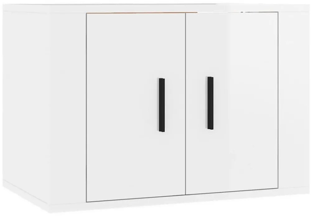 2 pcs conjunto móveis de TV derivados madeira branco brilhante