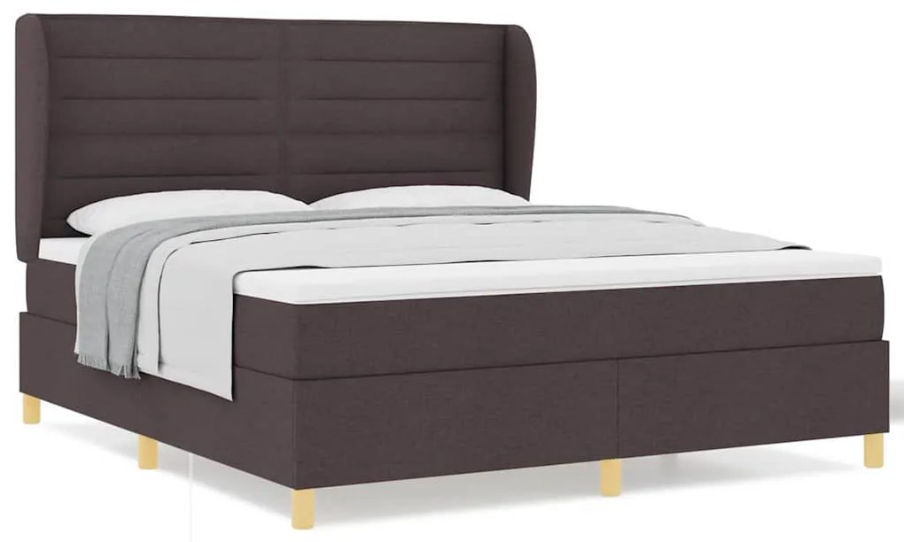 Cama Box Spring com Colchão vidaXL Marrom Escuro 180x200 cm Tecido