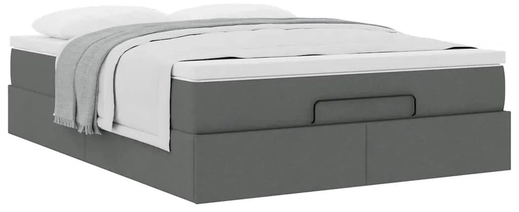 Estrutura cama otomana colchão 140x200cm tecido cinzento escuro