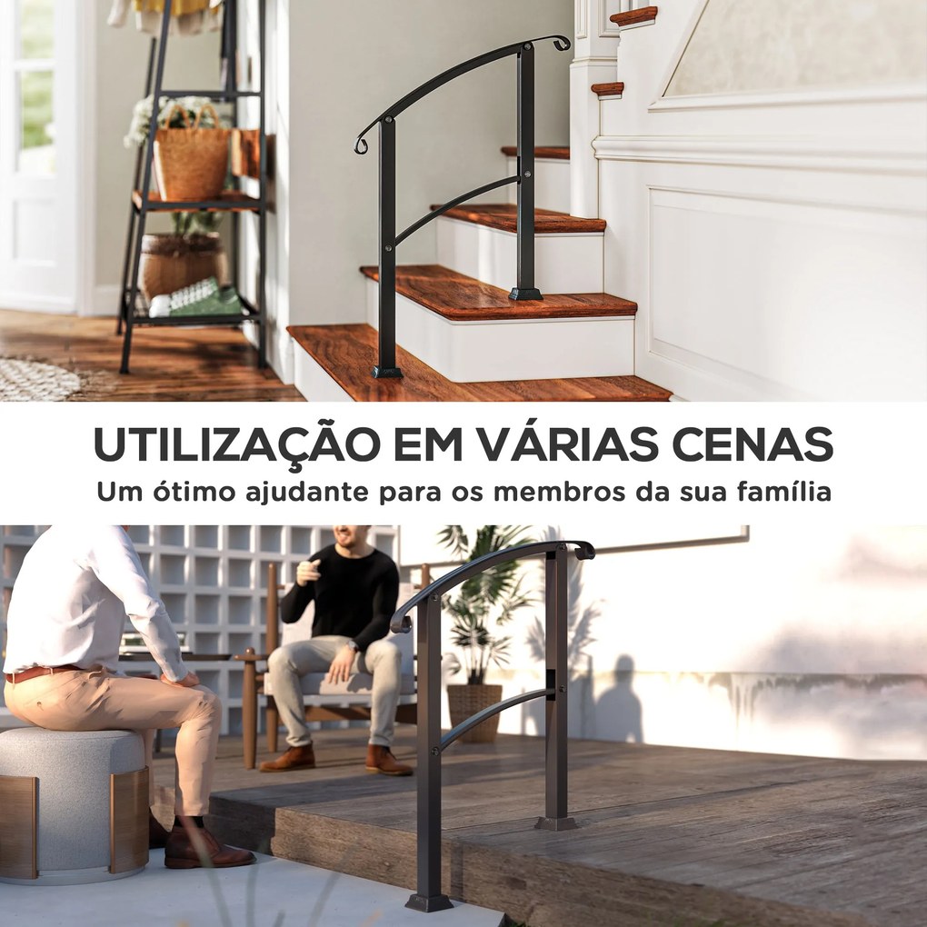Guarda Corpo para Escada 71 cm Guarda Corpo Metálico com Kit de Instal
