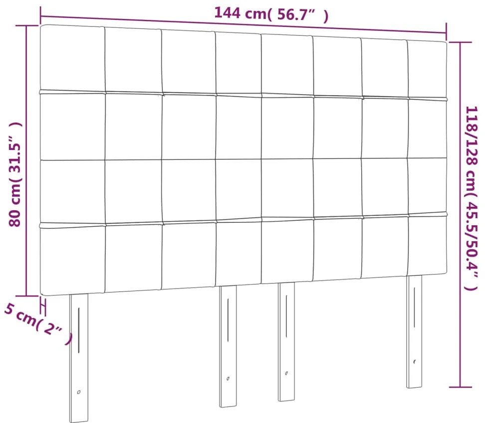 Cabeceira de cama c/ LED veludo 144x5x118/128 cm cinza-escuro