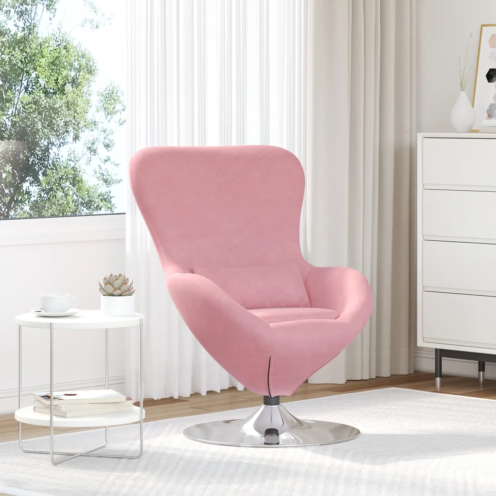 Cadeira de Ovo vidaXL em Veludo Rosa