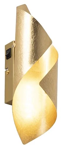 LED Candeeiro de parede retro folha dourado com interruptor - Belle Art Deco