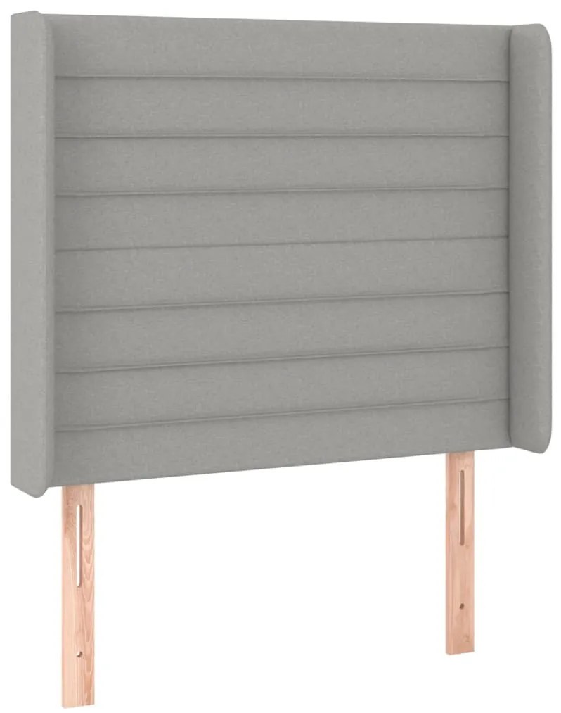 Cama box spring c/ colchão e LED 90x200 cm tecido cinza-claro