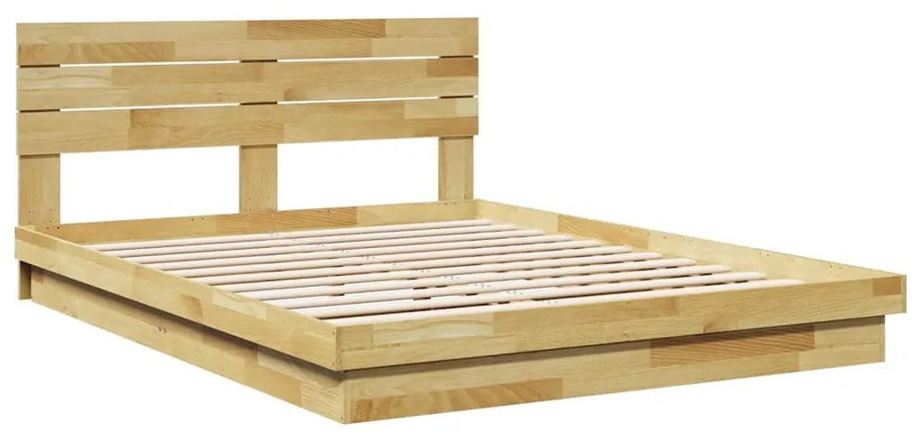 Estrutura cama cabeceira sem colchão 150x200 cm maciça carvalho