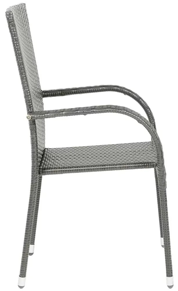 Cadeiras de exterior empilháveis 6 pcs vime PE cinzento