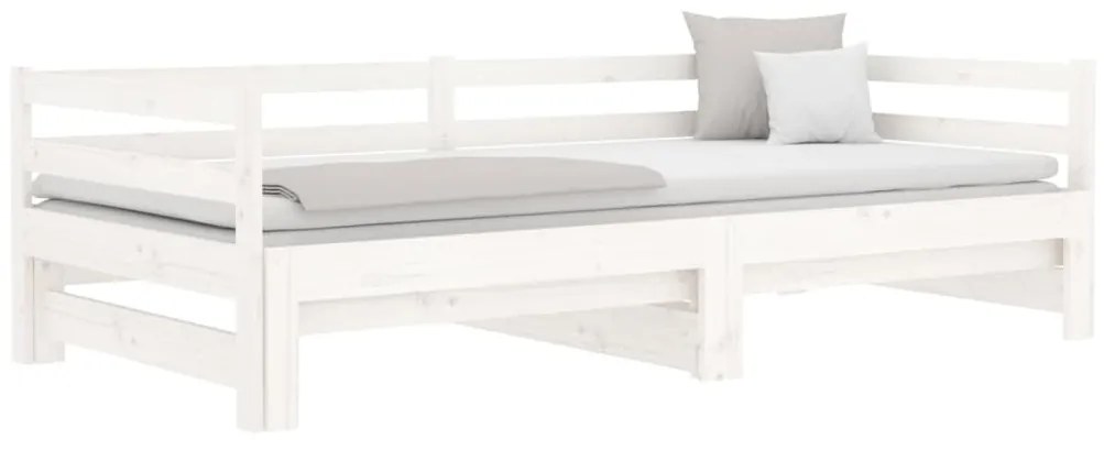 Sofá-cama com gavetão 80x200 cm madeira de pinho maciça branco