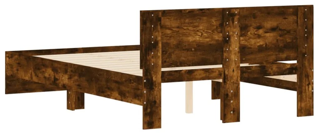 Estrutura de cama com cabeceira 135x190 cm carvalho fumado