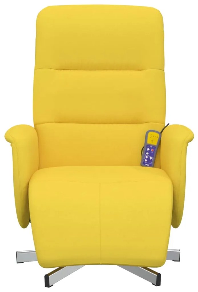 Cadeira de massagens reclinável c/ apoio de pés tecido amarelo