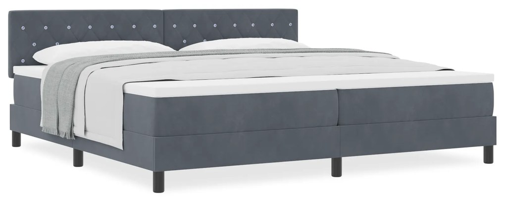 Cama Box com Colchão vidaXL Cinza Escuro 200x200 cm Veludo