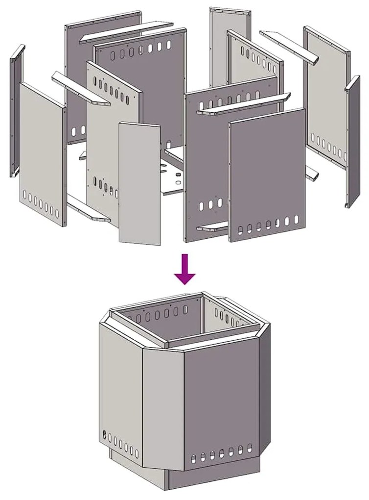 Fogueira Sem Fumaça vidaXL 48x48x51 cm Aço Resistente às Intempéries