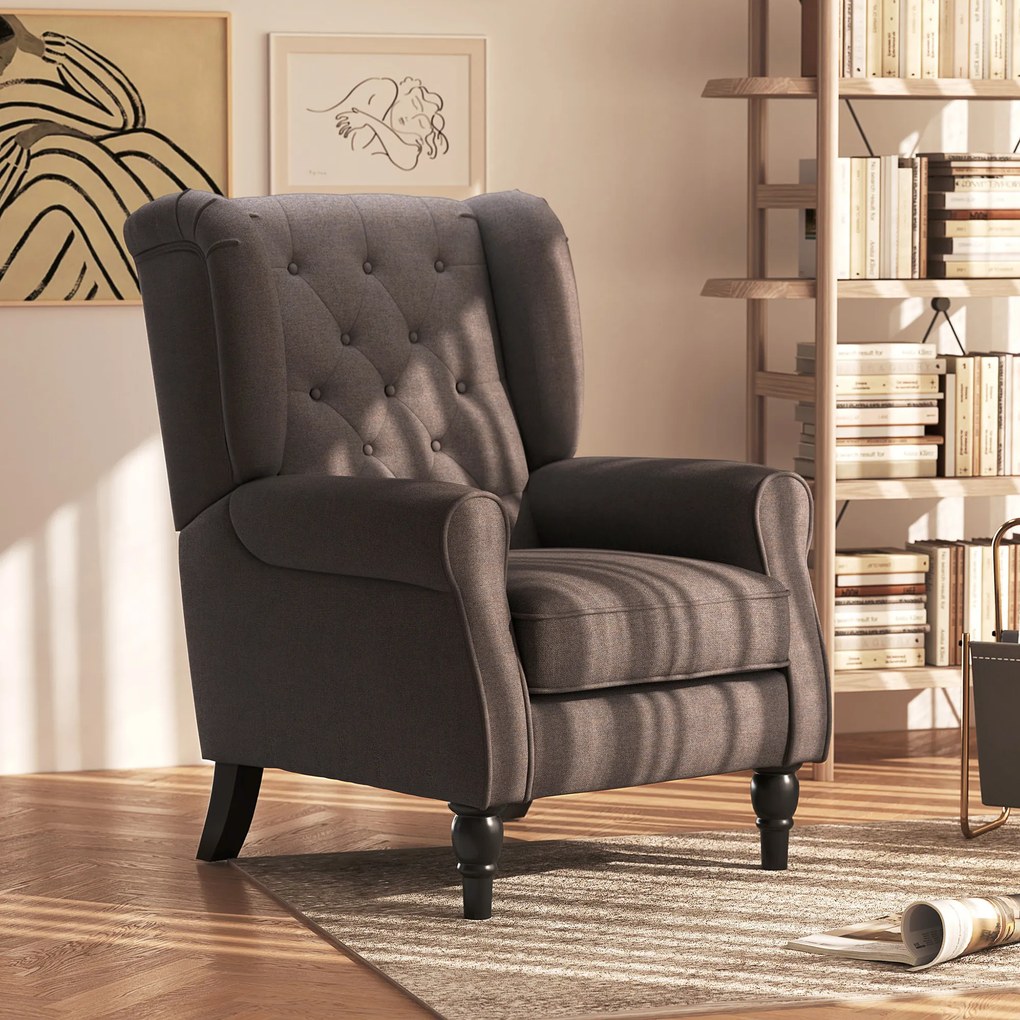 Poltrona de Sala de Estar Poltrona Moderna para Dormitório com Pés de Madeira Poltrona Individual 74x86x102 cm Castanho