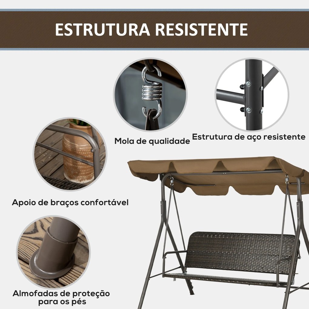 Banco Baloiço de Jardim Baloiço de Exterior com Toldo Ajustável Assent