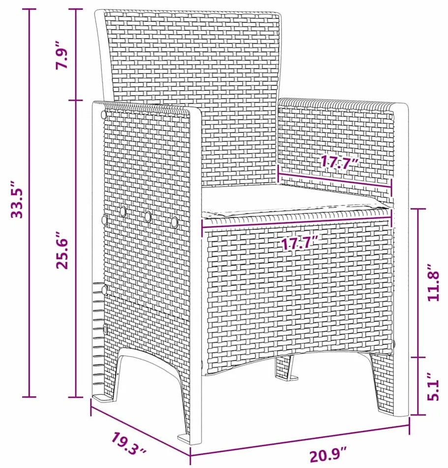 Conjunto de Jantar de Jardim 13 pcs Antracite Grande