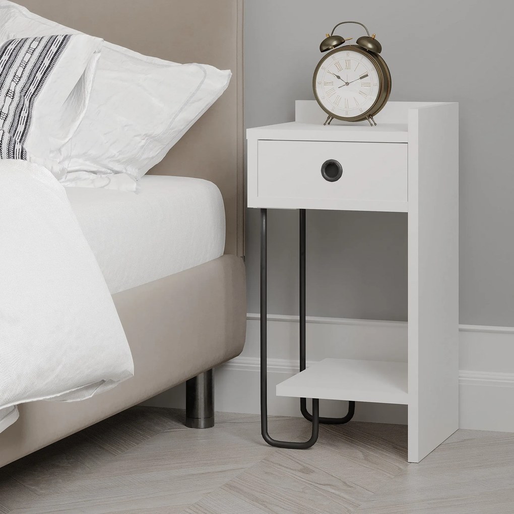 Mesinha de Cabeceira Sirius Right – Branco – 32x61x30 cm