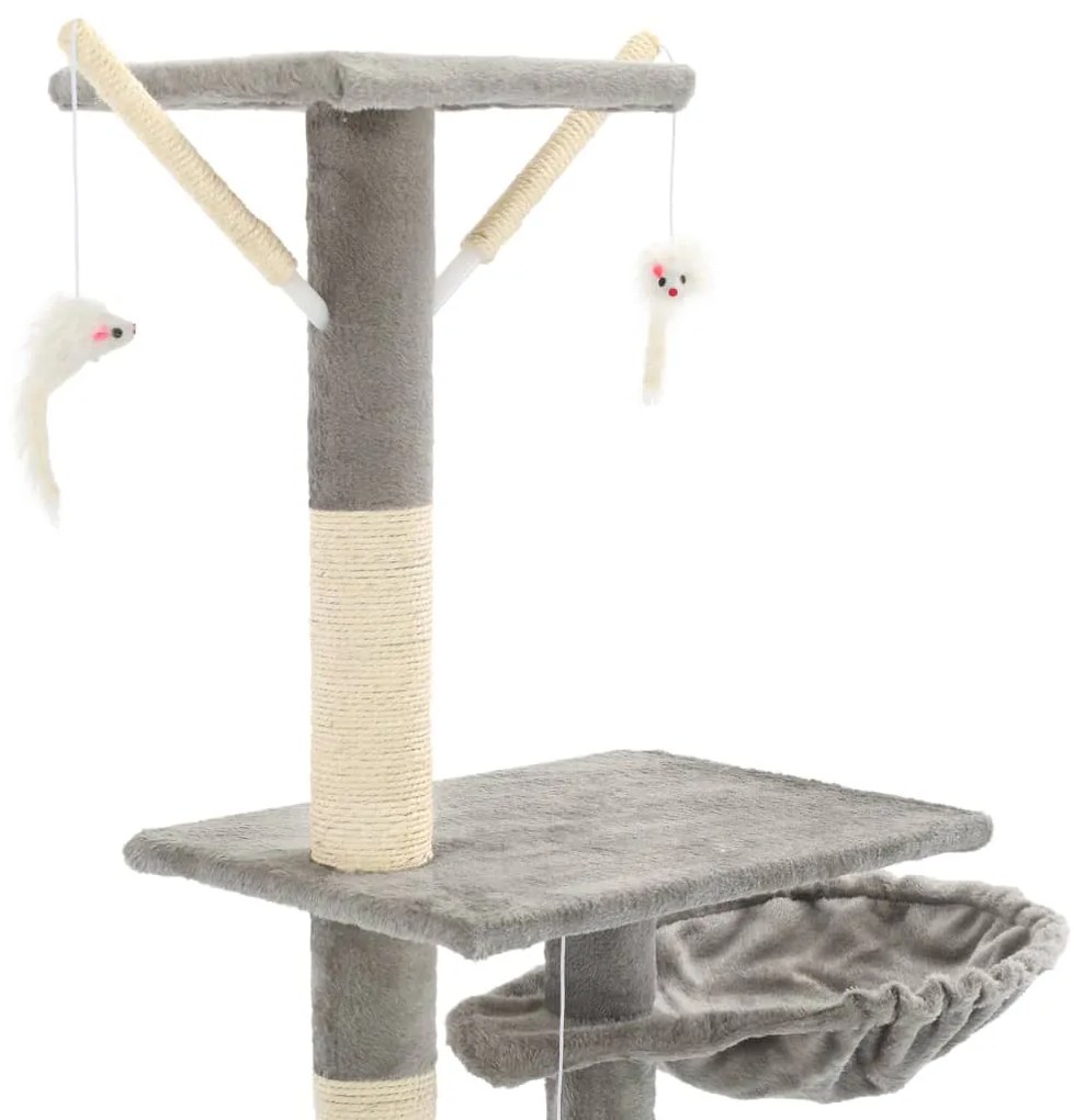 Árvore p/ gatos c/ postes arranhadores sisal 230-250cm cinzento