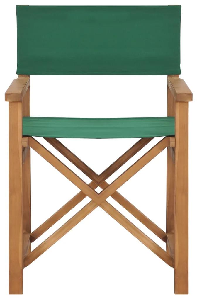 Cadeiras de realizador dobráveis 2 pcs teca maciça verde