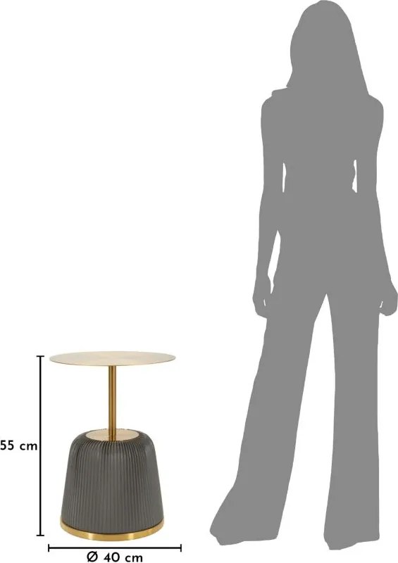 MESA DE APOIO EGLE Ø 40X55 CM CINZENTA E DOURADA