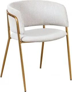 Pack De 4 Cadeiras De Jantar Estofadas Com Braços Nalon Dourado & Bombazina Beige Creme & Bombazina - Sklum