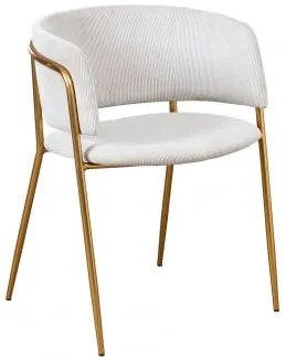 Pacote De 4 Cadeiras De Jantar Estofadas Nalon Dourado & Bombazina Beige Creme & Pana - Sklum