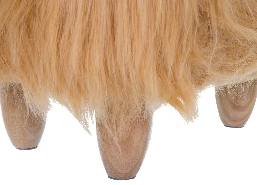 Tamborete em pele sintética cor de areia WOOLLY Beliani
