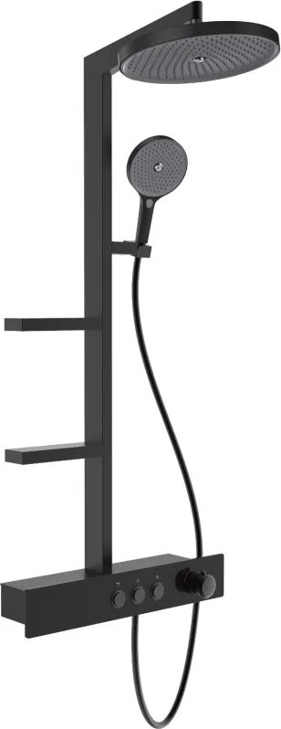 Mexen Plex conjunto de duche de superfície com chuveiro e torneira, preto - 78103-70