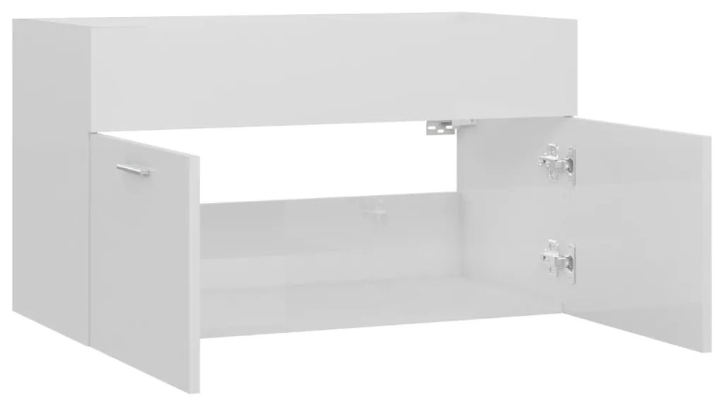 Armário lavatório derivados de madeira branco brilhante