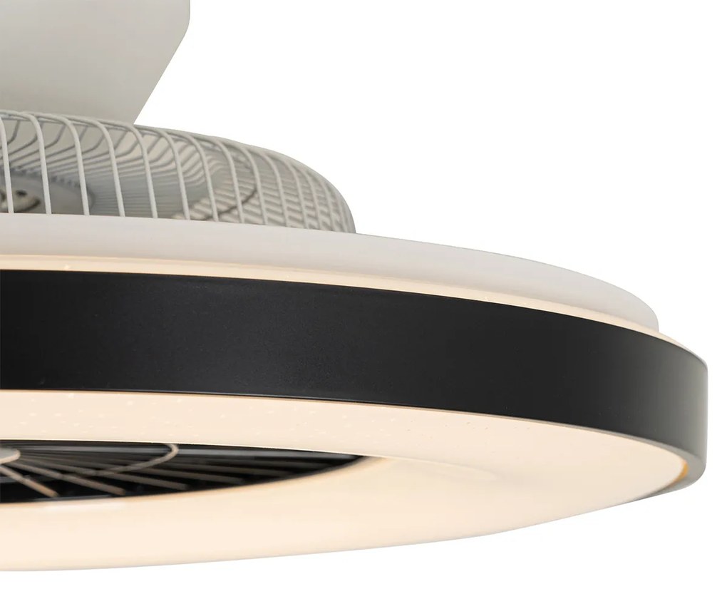 LED Ventilador de teto inteligente preto com efeito de estrela regulável - Climo Moderno