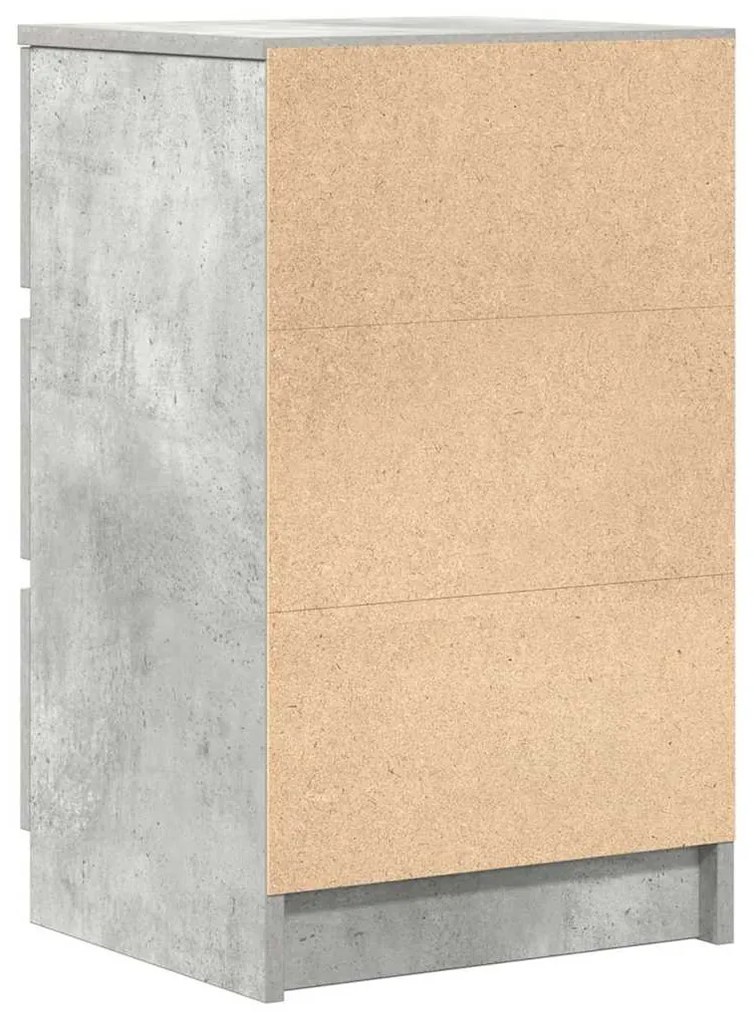 Mesa de cabeceira com 3 gavetas 39x35x65 cm cinzento cimento